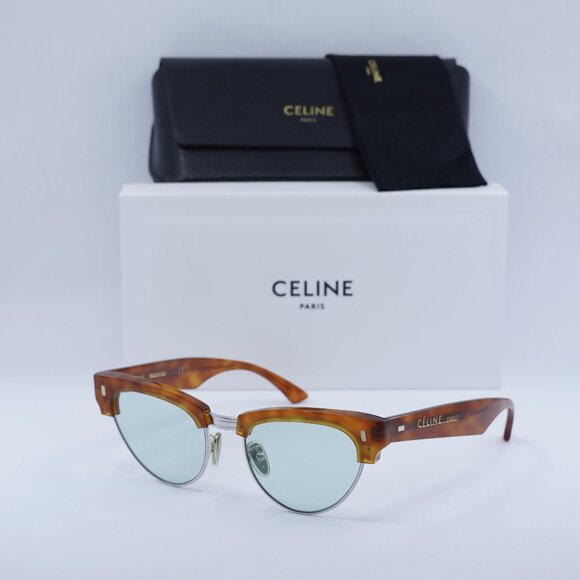 Final Price! Celine CL40059U 18N Light Havana/Blue Sunglasses - Picture 1 of 12
